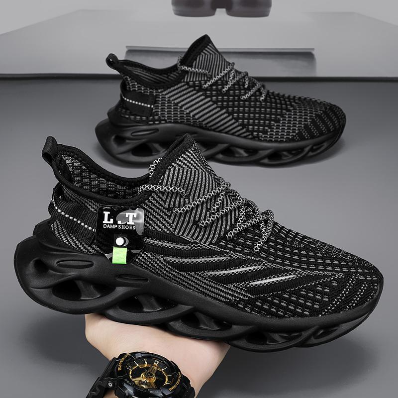 39-48 Summer Men's Large  Sports Shoes Breathable Flying Weave Sports Casual Shoes Thick Sole Blade Mesh Fashion Coconut Running Shoes