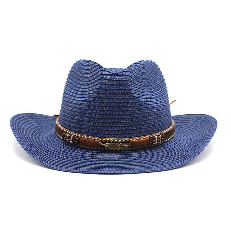 Western Cowboy Straw Hat Sun Protection Wide Brim Gift For Men And Women