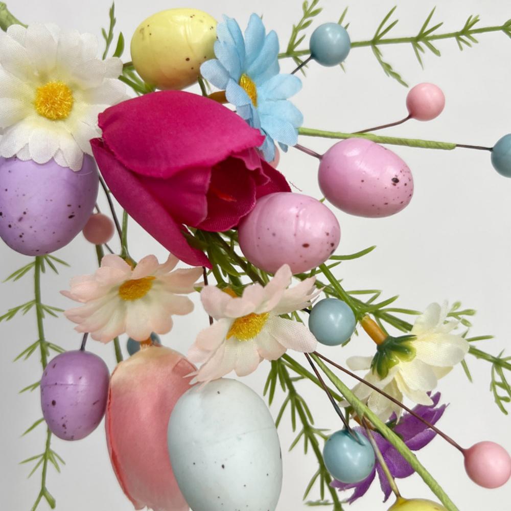2026 Easter Decors Colorful Egg Artificial Flowers Tulips Daisies Bouquet Cuttings Tree Branch Party Supplies Easter Decoration