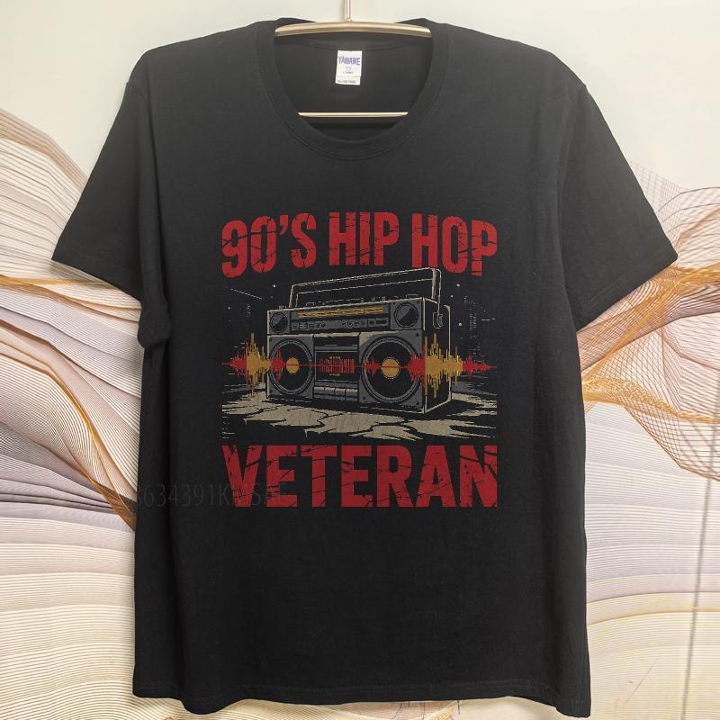 Neues Baumwoll-T-Shirt Schwarz Sommer Für sie T-Shirt 90er Hip Hop Veteran Boombox Design Kurzarm Rock-Oberteile Herren-T-Shirt