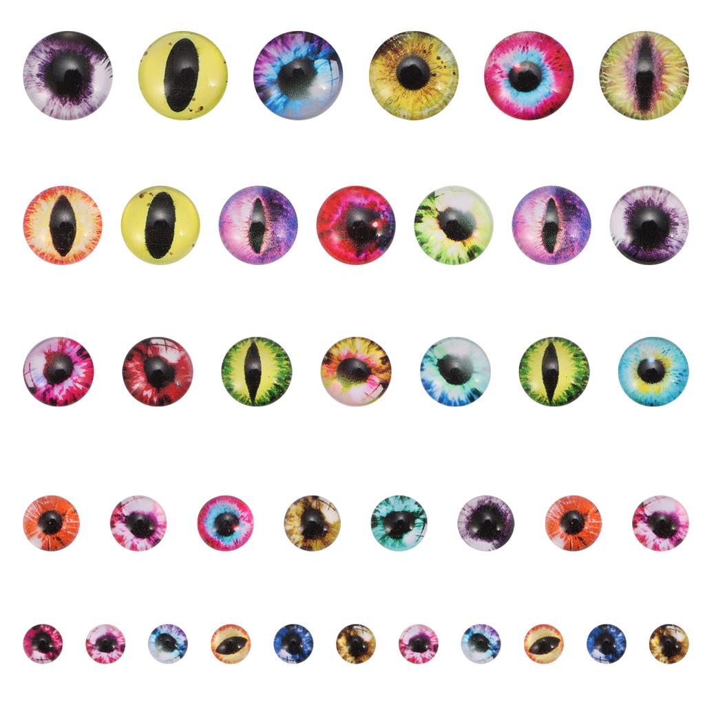 30/60Pcs 6-16mm Animal Glass Eyes Round Eyes Half Round Dragon Eyes 5 Sizes Mini Animal Eyes Cabochons for Art Doll Props Making