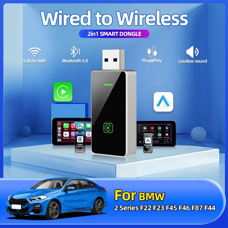 Carplay Wireless Adapter Android Auto 2in 1 Smart Dongle 5G WIFI For iphone Android Phone For BMW 2 Series F22 F23 F45 F46 F44