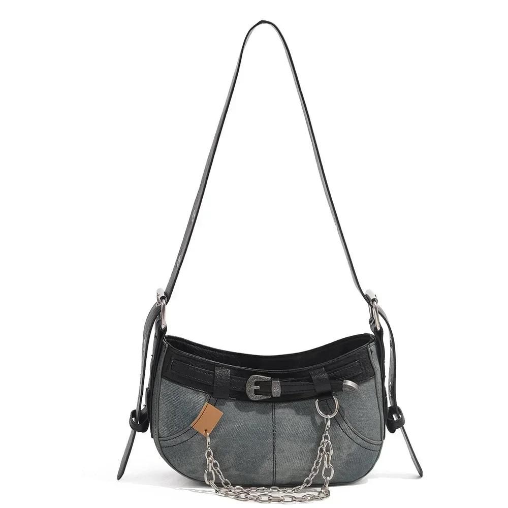 

Сумки для женщинСумка через плечо для взрослых женщинМодная контрастная цветная джинсовая тканьСумка для женщинСтильная сумка через плечо