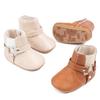 Girls' Winter Baby Boots with Fleece, Belt Buckle, Soft, Non-Slip Soles