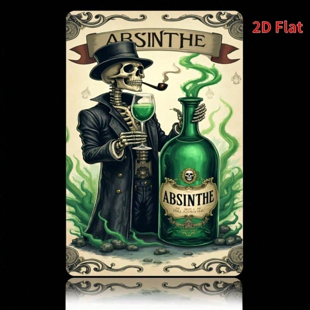 Vintage Absinthe Metal Sign 8x12, Retro Iron Wall Art for Home, Porch, Cafe, Bar, Indoor & Outdoor