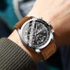 BINBOND Men's Waterproof Outdoor Sport Quartz Watch with Leather Strap