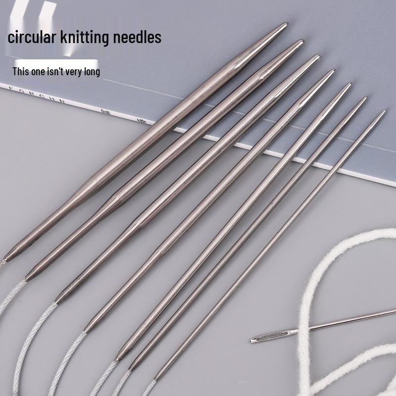 Short Circular Steel Knitting Needles with Round Head for Wool - 23cm for Socks, Cuffs, Gloves & Sewing Accessories