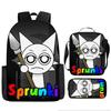 Rhythm Box Three-Piece Children'S Picnic Bag Cartoon Animation Pencil Bag Large Capacity Wear-Resistant Anti-Splash Schoolbag