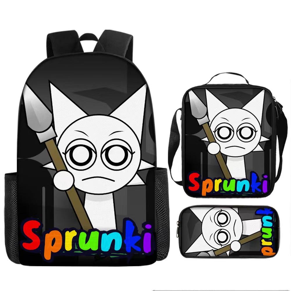 Rhythm Box Three-Piece Children'S Picnic Bag Cartoon Animation Pencil Bag Large Capacity Wear-Resistant Anti-Splash Schoolbag
