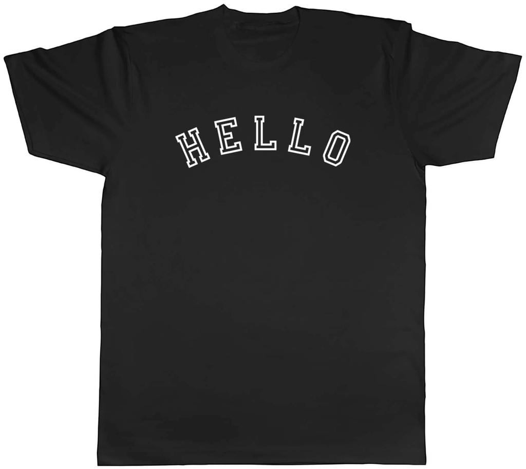 Arched Hello Mens T-Shirt Greet a Person Say Hi Tee Gift
