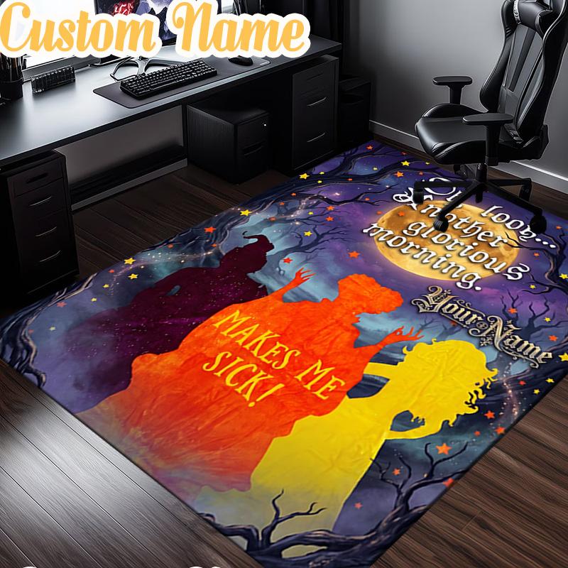 Custom Name Magical Three Witch Rug, Office Rug, Chair Rug, Carpet for Living Rooms, Doormat Game Rug Home Decor Christmas Gifts