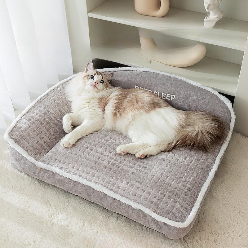 Kocie gniazdo ciepłe i pogrubione na zimę Zdejmowana i zmywalna kocia sofa Koci łóżko Śpiąca mata dla kociąt i małych psów na zimę