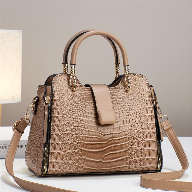 Elegant Croc-Effect FAUX LEATHER Handbag with Tassel - Versatile, Zip-Secure Polyester-Lined, Removable Strap, Chic & Stylish