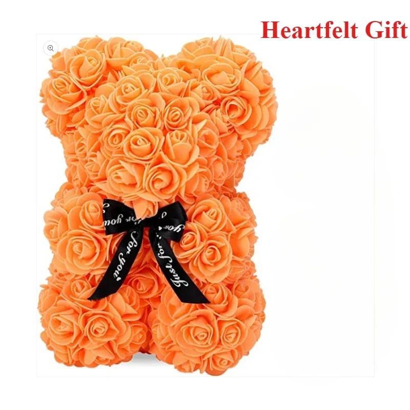 Valentine's Day Eternal Rose Teddy Bear Set - Artificial Flower Decor for Birthday, Anniversary & Romantic Gifts for Girlfriend