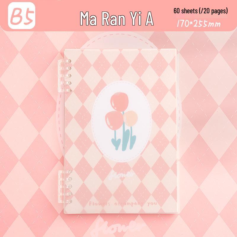 Coil-bound Flower A5 Notebook, Page-a-Day, Detachable B5, Simple Design for Junior High Students