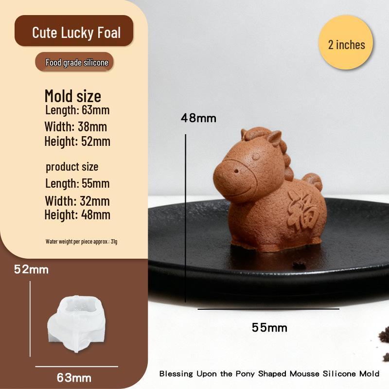 Year of the Horse Fu Character Silicone Mousse Mold for Animal French Desserts