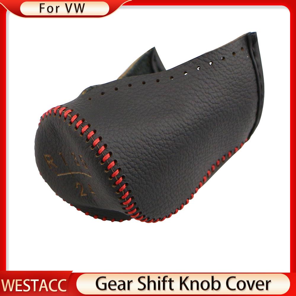 Echtes Leder Auto Schaltkrägen Getriebekopf Schaltknauf Abdeckung für Vw Jetta MK6 MK5 Golf 7 MK7 Bora Tiguan Polo