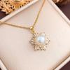Necklace European and American hot-selling pearl snowflake does not fade titanium steel necklace accessories women's niche design sense collarbone