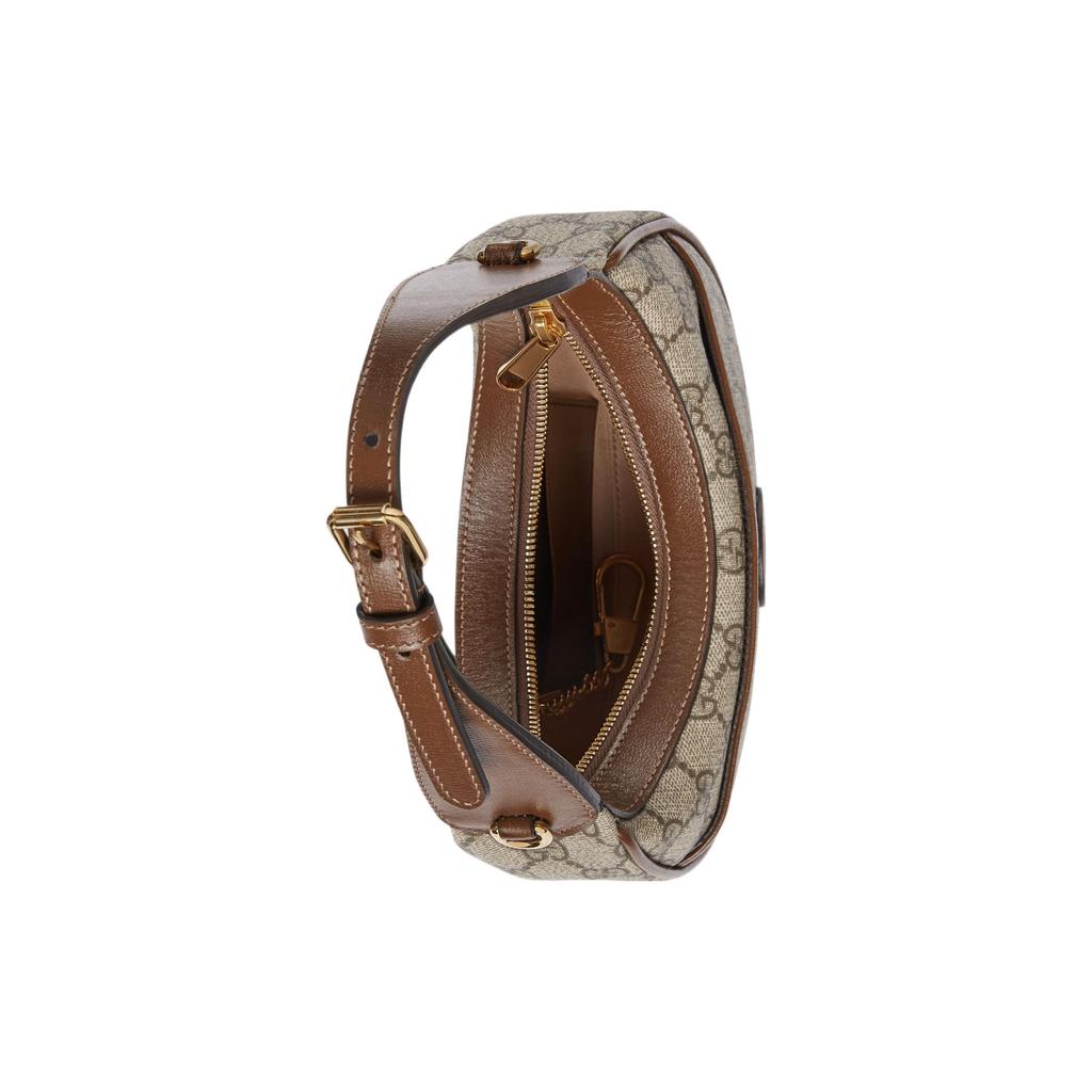 Gucci Mini Borsa a Forma di Mezza Luna con G Intrecciate Beige/Ebano Supreme Borse a Spalla Donna Marrone 726843-92TCG-8563