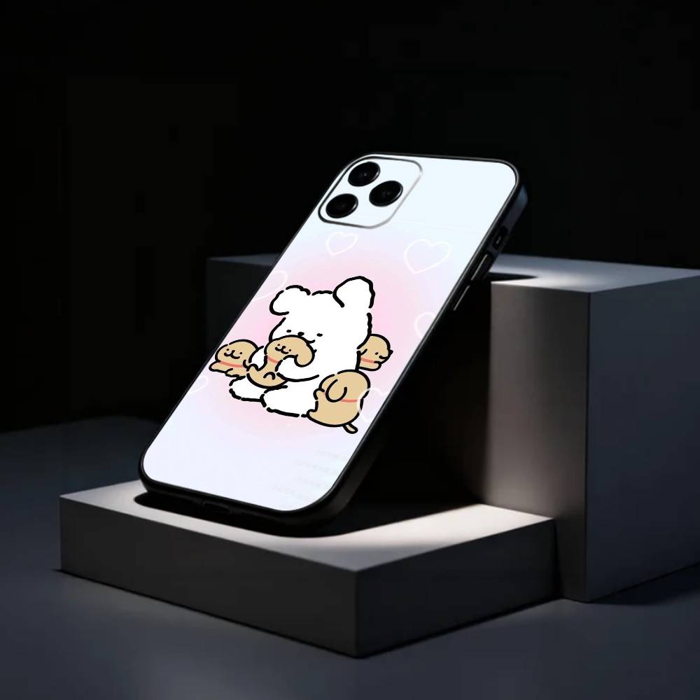 L-Lovely Line Puppy Cartoon Cute Dog Phone Case Silicone Soft For IPhone 17 16 15 14 13 12 11 X XR Plus Pro Max Plus