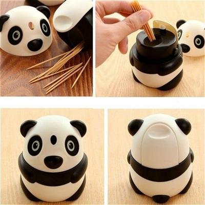 Kreativer Panda, automatischer Zahnstocherkasten, Handdruck-Typ, modische Zahnstocher-Feuerlöscher. Niedlich