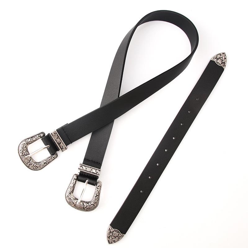 Explosive Women's Belt Personality Retro Style Double-ended Carved Buckle Fashion Versatile Clothing Decoration Belt