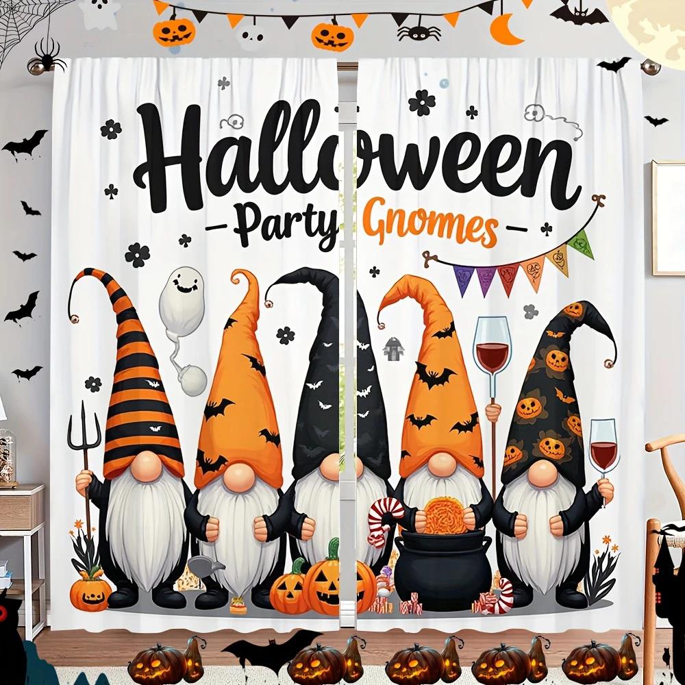 2pcs- Halloween party Dwarf printed curtains, pole bag home decoration, room decoration