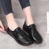 Women's Casual Shoes 2025 Spring and Autumn Cowhide Comfortable Soft Sole Flat Bottom Mom Single Shoe with Plush Casual Shoes