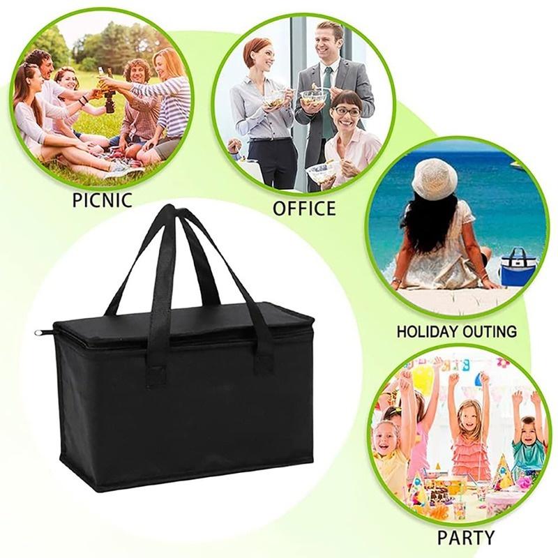 1Pc Portable Thermal Insulated Cooler Bags Large Outdoor Camping Lunch Bento Box Trips BBQ Meal Drink Zip Pack Picnic Supplies