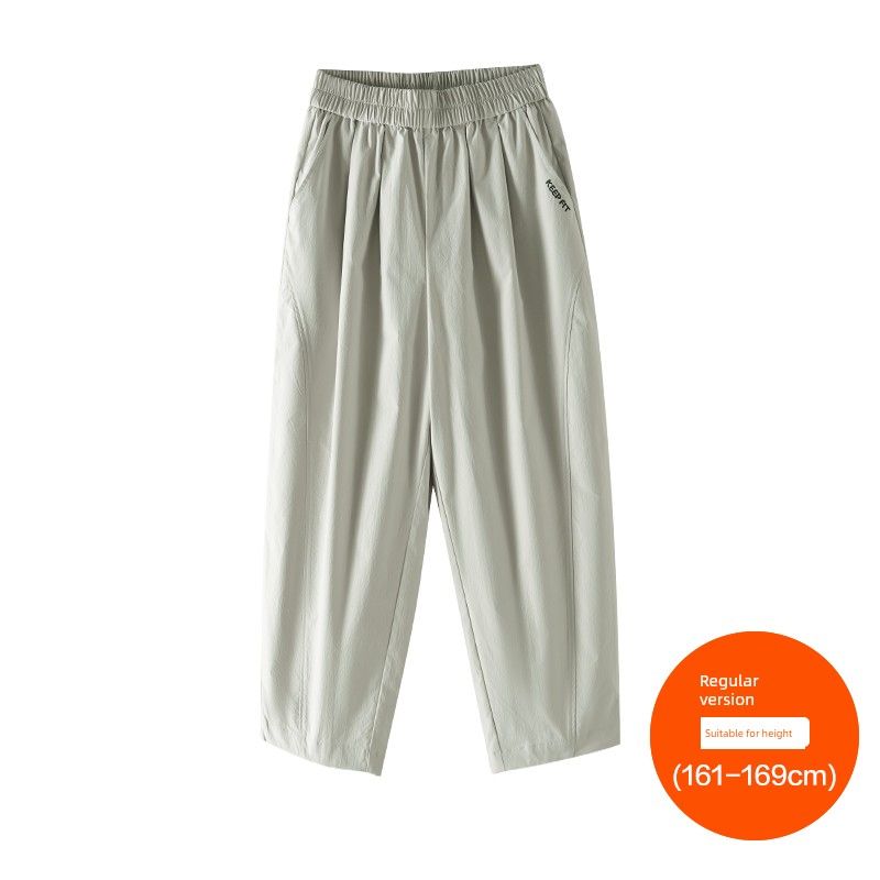 

Plus size women clothing [Korean Series Radish Pants] Three Pants Length Autumn Chubby Girl High Waist All-Match Embroidery Capri Grandma s Pants Gray-Green (161-169cm) 8xl