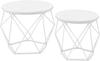 Round Coffee Tables, Set of 2 Side Tables, Modern Style, Removable Top, Steel Frame, for Living Room, Snow King
