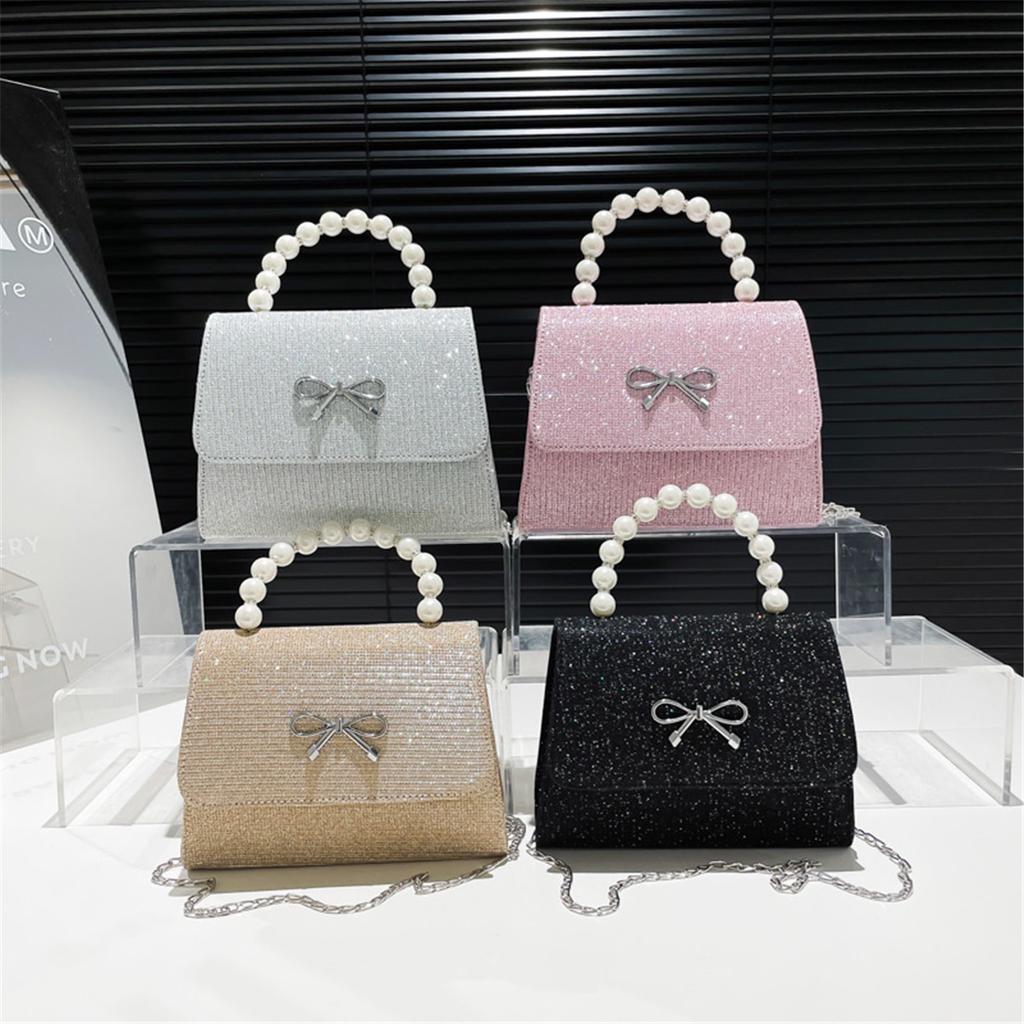 Pink Tote Bowknot Bags Women Single Shoulder Crossbody Bags Niche Fashion Cute Small Square Bag
