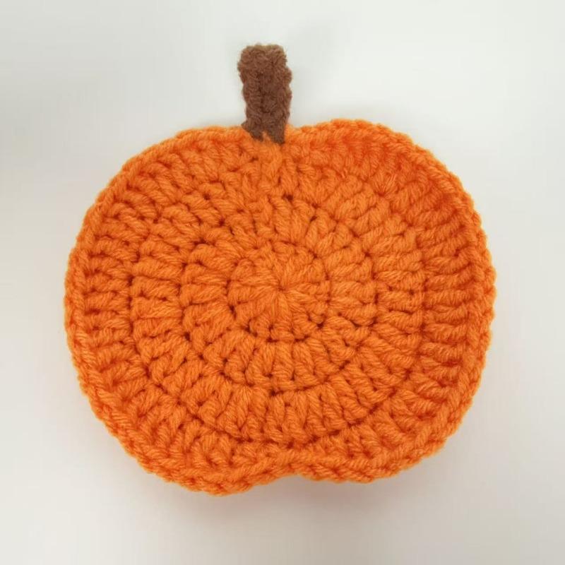 

Handmade Hook Weaved Pumpkin Cup Mat, Handmade Knitted Yarn Anti scald Makeup Mat 1pcs оранжевый
