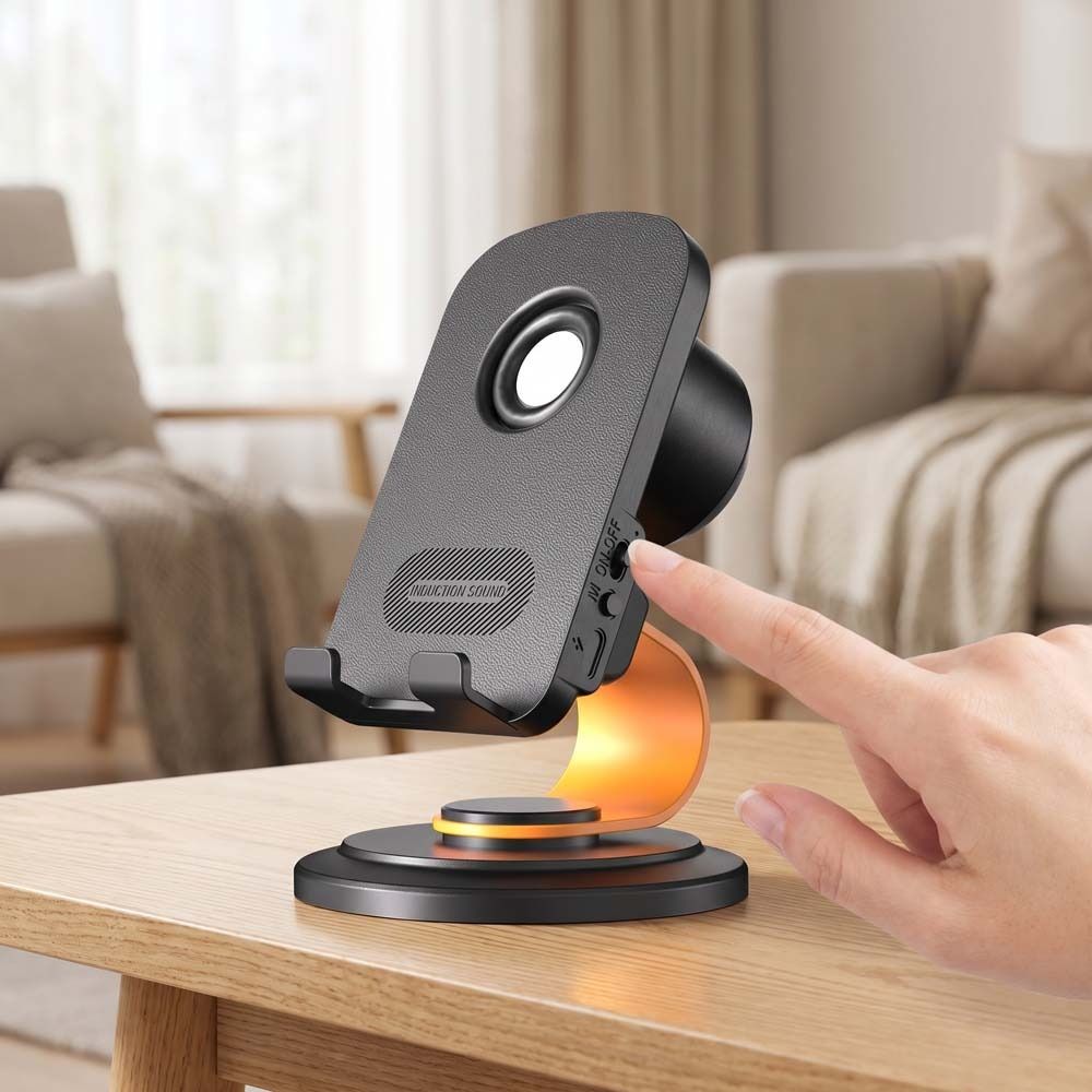 Portable Mobile Phone Stand Wireless Induction Speaker Smart Bluetooth Speaker Desktop