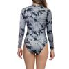 Long Sleeve One Piece Swimsuit for Women Floral Print Rash Guard Front Zipper Bathing Suit Surfing Swimwear UV Protection