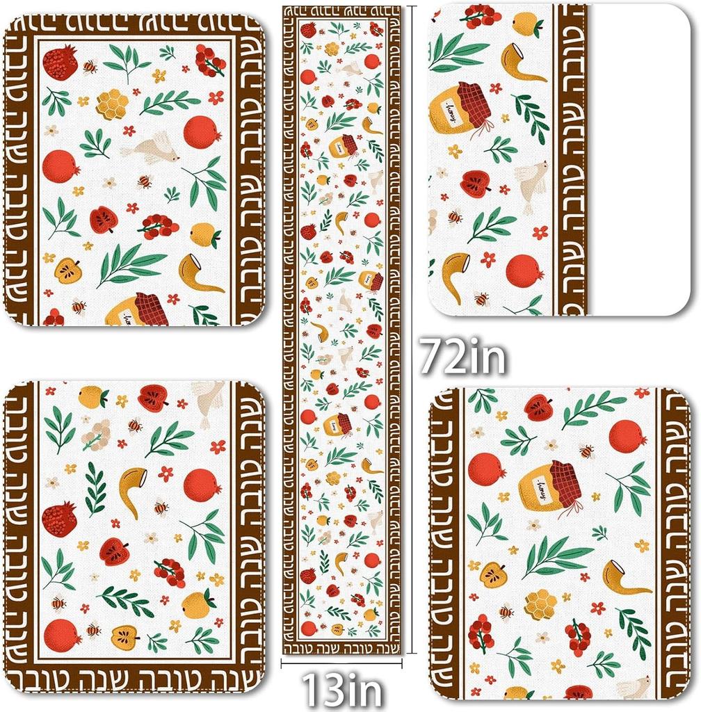 Rosh Hashanah Linen Table Runner Jewish Holiday Table Decor Shana Tova Jewish New Year Kitchen Dining Table Runner Party Decor