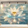 Enlightened Lotus Tapestry  Glowing Flower with Golden Core for Zen Home Decor Ideal Wall Art for Meditation Space