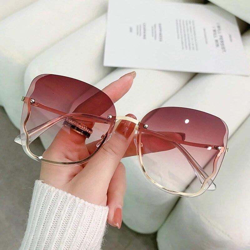 Design De Lux Ochelari De Soare Fără Ramă Pentru Femei Ochelari De Soare Sexy Nuanțe Degradate Ochelari De Soare Sporti pentru Fete