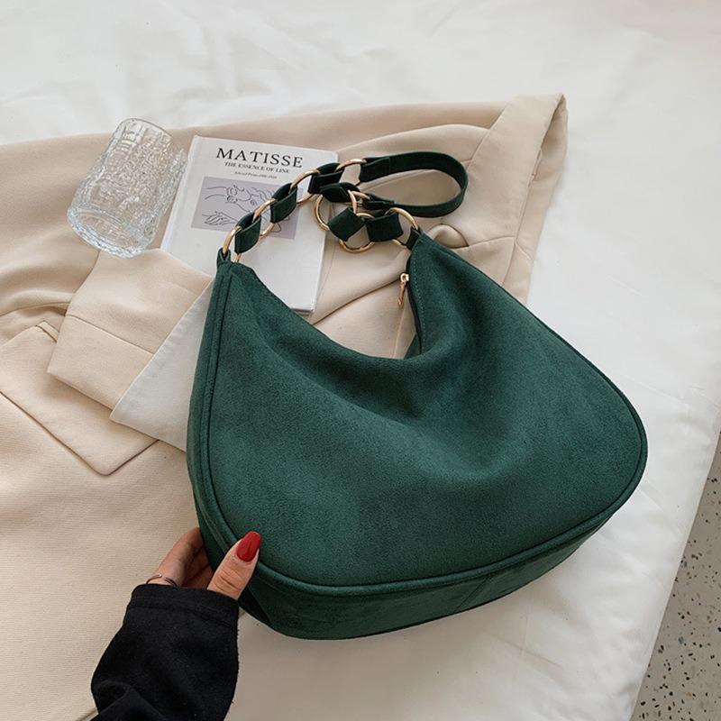 Vintage suede shoulder bag OEM generation women's leather bag large capacity suede underarm bag niche bag