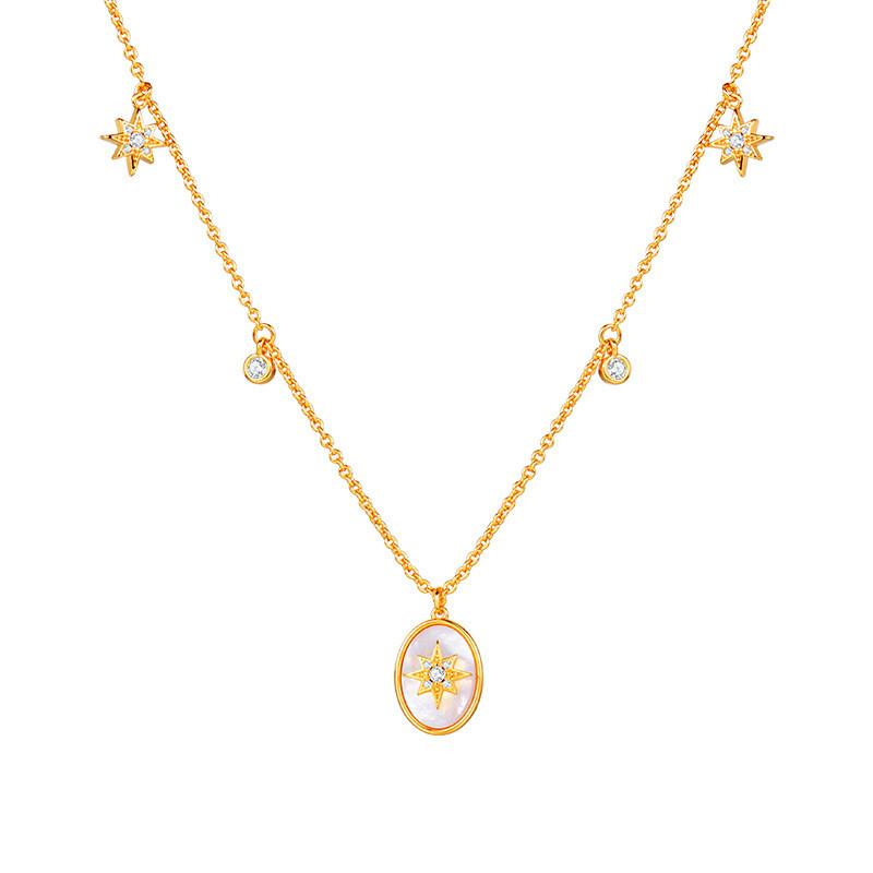 Retro Art Deco Gold Plated Necklace For Ladies With Geometric Shape And Classic Style