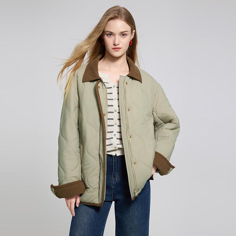 

Women s Color-Block Retro Padded Short Jacket S