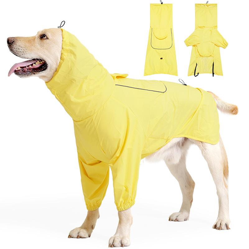Oblečení pro mazlíčky, Psí pláštěnka s vysokým límcem, Plášť, Plášť pro středně velké až velké psy, Styl s nohavicemi, Lze stáhnout pro ochranu před sluncem