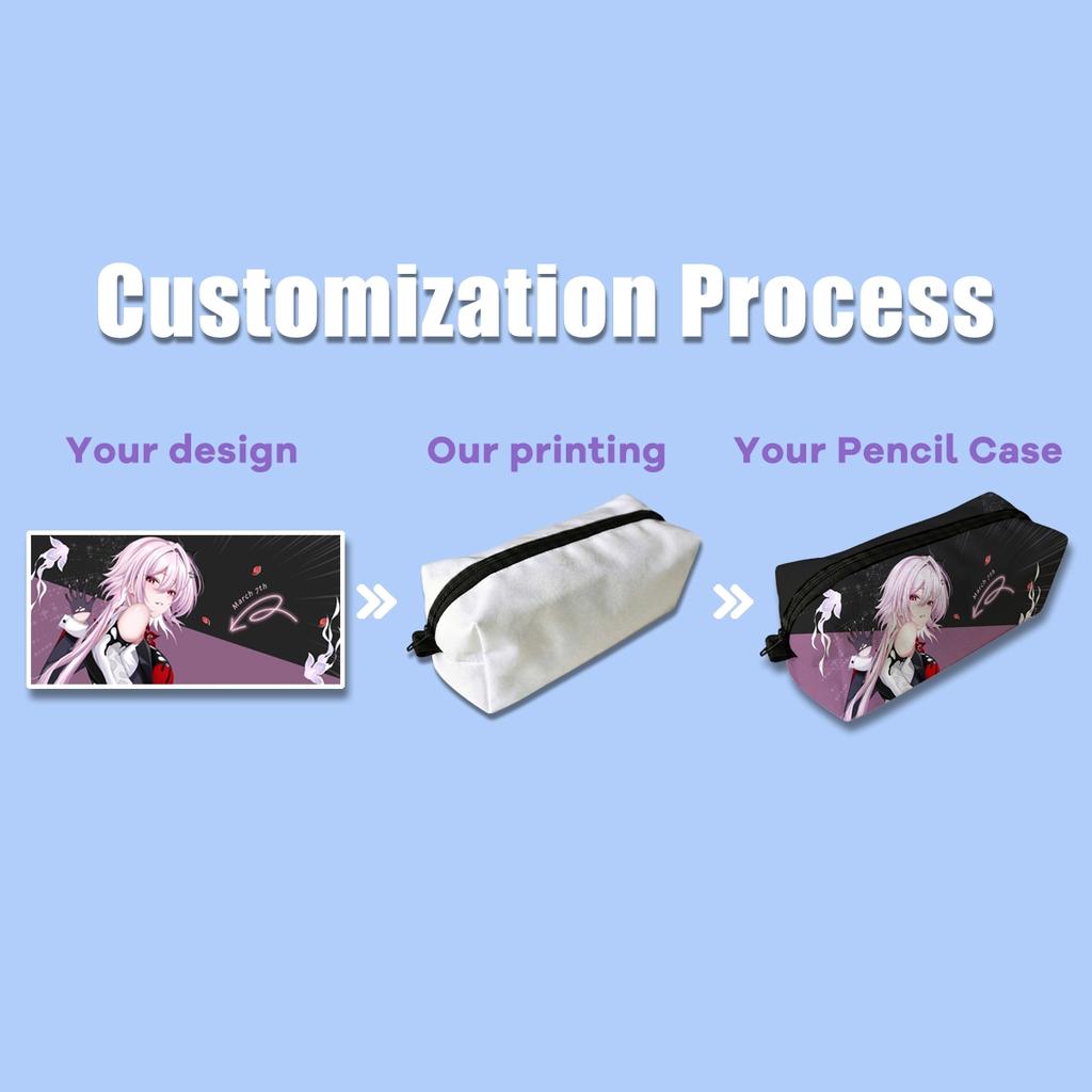 Bulk Custom Zipper Pencil Case Back School Promotional Stationery Pouch High Resolution Printed Nylon Large Capacity Portable