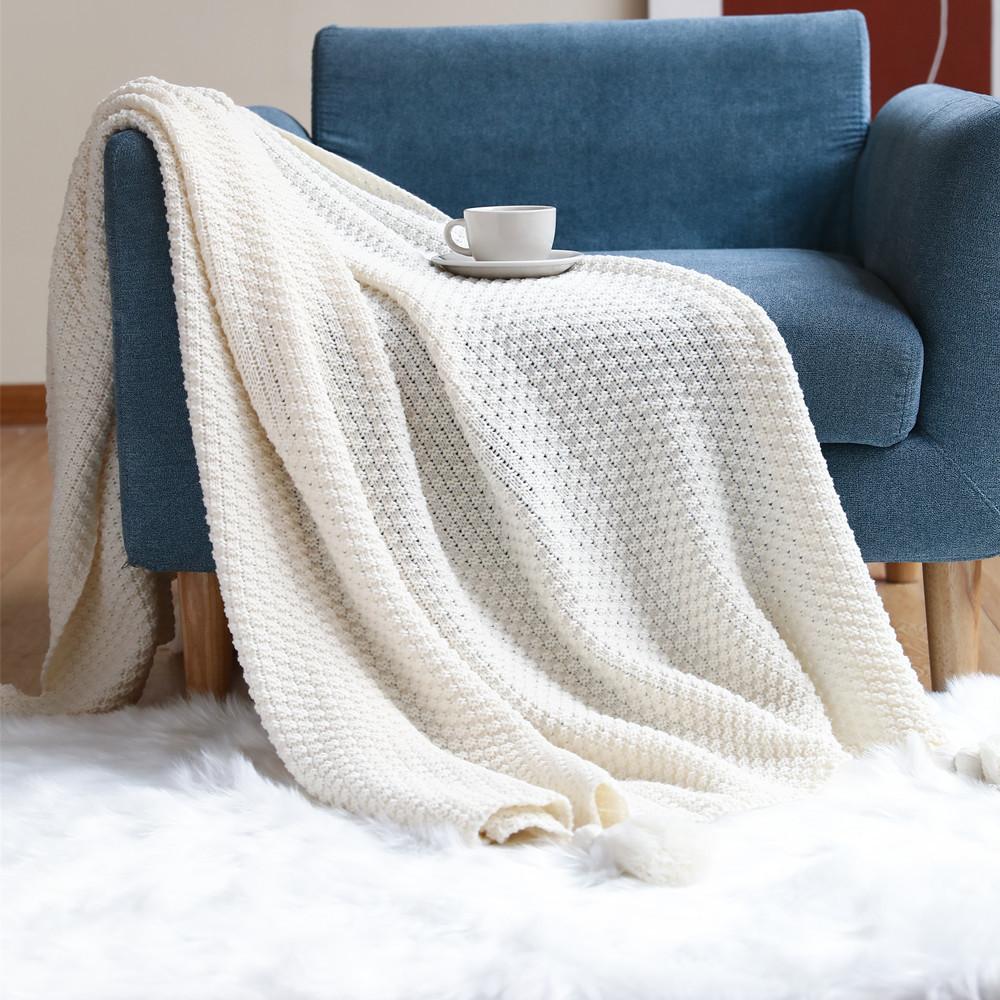 Small Thread Throw Blanket Couch Soft Knitted Sofa Cover Blanket Office Air Conditioning Nap Blanket Cozy Shawl Lounge Bed Blanket For Daily Use