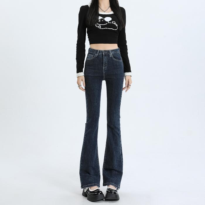 Spring High Waist Slim Stretch Retro Flared Pants