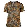 Mens Jungle Camo T-Shirt Short Sleeve Slim Fit Digital Print Outdoor Casual Tee
