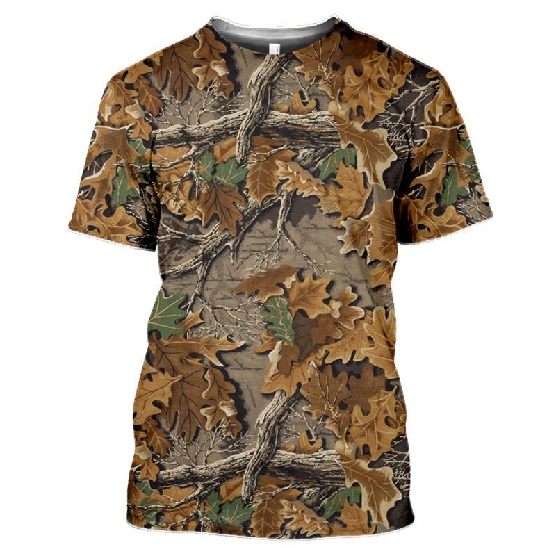 Mens Jungle Camo T-Shirt Short Sleeve Slim Fit Digital Print Outdoor Casual Tee