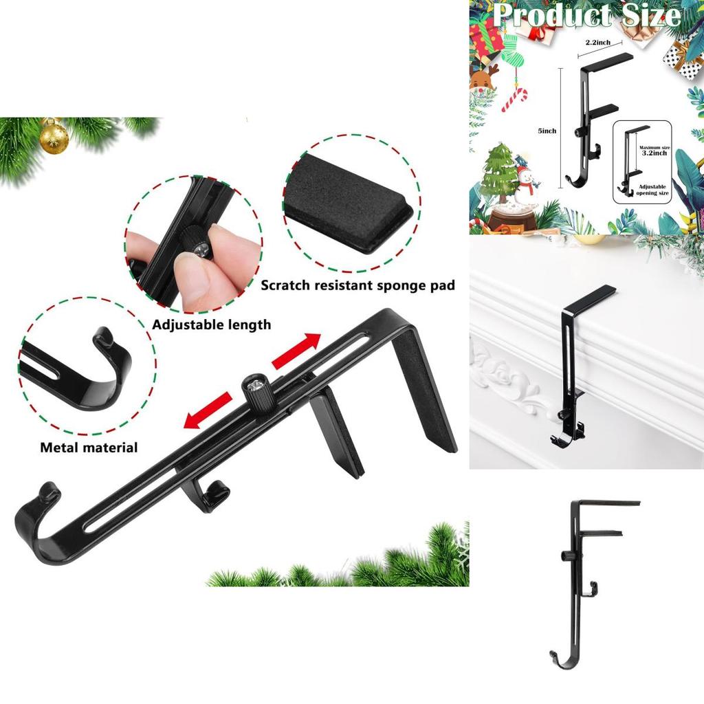 Christmas Sock Holder With Adjustable Non Slip Metal Hooks For Fireplace Decor