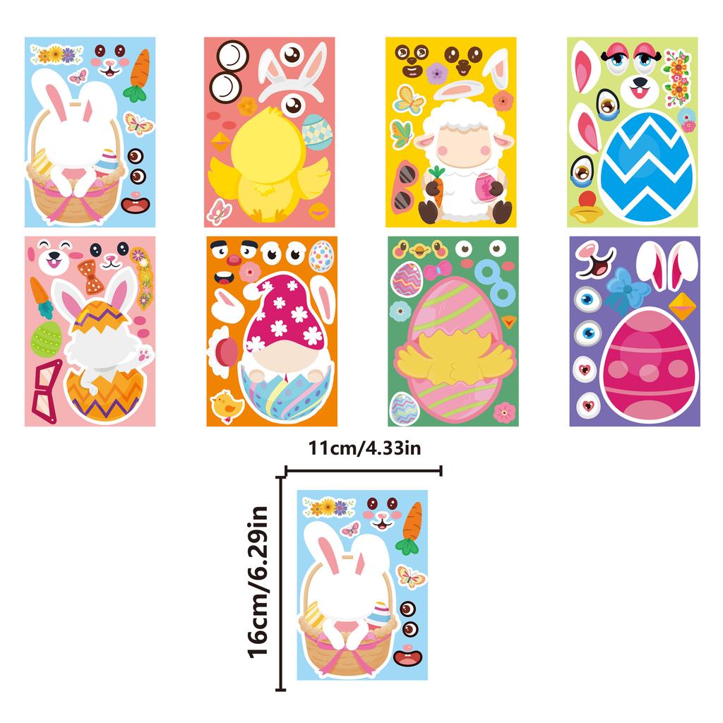 2026 Osterhase Ei Gesichtswechsel Aufkleber DIY Kreative Cartoon Aufkleber für Kinder
