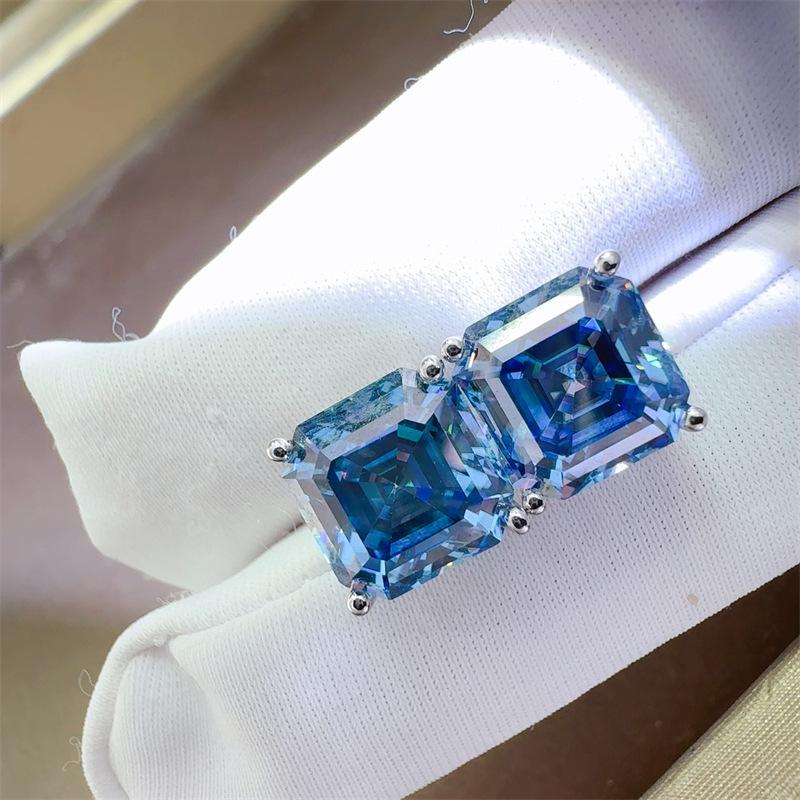 Fashionable Women s Large Carat Blue Moissanite Dangle Earrings